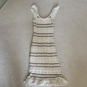 Freshman Cream and Brown Striped Mini Dress